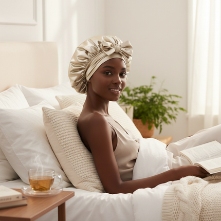 Satin Bonnet Silk Bonnet Adjustable Bonne For Sleeping Hair Bonnet With Tie Band Bonnets For Women Men - gallery 2