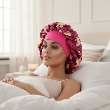 1PC Women's Leopard Print Satin Sleep Bonnet - Adjustable Night Cap for Hair Protection While Sleeping - gallery 2