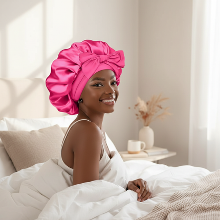 Sleeping Silk Bonnet With Tie Band Women Satin Bonnet Double Layer Satin Lined Hair Bonnet Curly Hair Sleeping Caps Night Cap - gallery 2