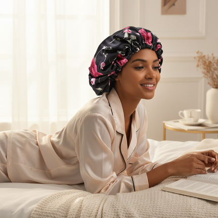 Extra Large Satin Lined Bonnet Women Big Size Beauty Print Satin Silk Bonnet Sleep Night Cap Head Cover Bonnet Hat Wholesale - gallery 2