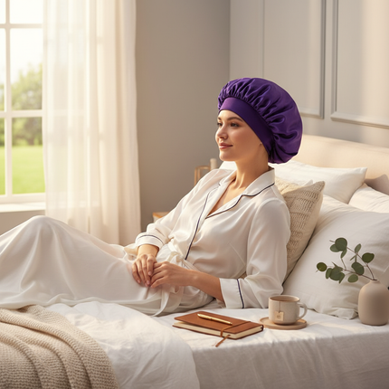 Newly Satin Night Hair Cap Women's Solid Sleeping Hat Sleep Care Bonnet Nightcap For Women Unisex Cap - gallery 2