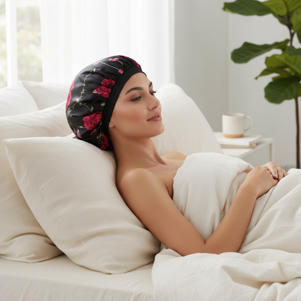 New Satin Hair Caps for Sleeping Women Bath Double Layer Headwear Cover Hat Curly Hair Styling Accessories Hair Cap for Sleeping - gallery 2