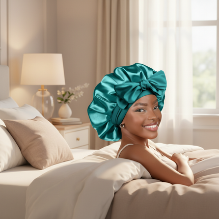 Sleeping Silk Bonnet With Tie Band Women Satin Bonnet Double Layer Satin Lined Hair Bonnet Curly Hair Sleeping Caps Night Cap - gallery 2
