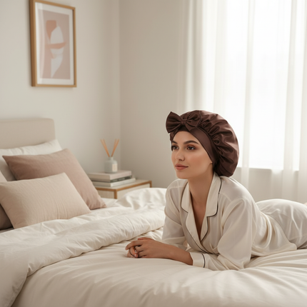 Satin Bonnet Silk Bonnet Adjustable Bonne For Sleeping Hair Bonnet With Tie Band Bonnets For Women Men - gallery 2