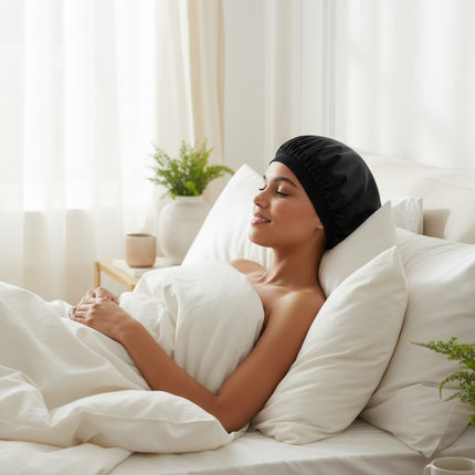 1pc Women's Solid Color Satin Wide-Brimmed Shower Cap, Suitable For Daily Use Silk Bonnet Satin Bonnet - gallery 2