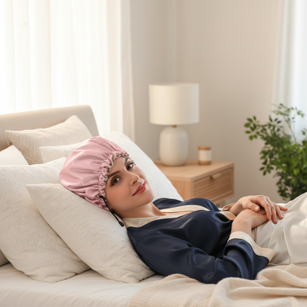 New Women Solid Reversible Satin Bonnet for Curly Hair Cap Double Layer Adjustable Sleep Cap Elastic Hair Cap Haircare Night Hat - gallery 2