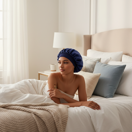 1PC Satin Sleeping Hat Night Sleep Hair Care Bonnet Nightcap Extra Satin Silky Shower Caps Sleep Cap with Premium Elastic Band - gallery 2