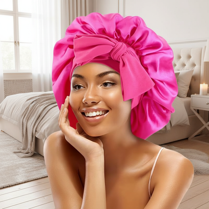 high-quality Mulberry Silk Sleeping Bonnet for Women Large Sleep Cap with Wide Elastic Tie Band for Curly Dreadlock Braid Hair C - gallery 2