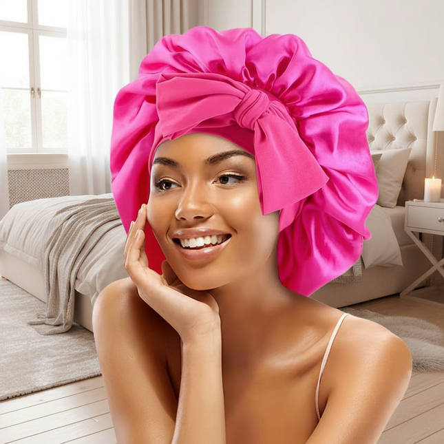high-quality Mulberry Silk Sleeping Bonnet for Women Large Sleep Cap with Wide Elastic Tie Band for Curly Dreadlock Braid Hair C - gallery 2