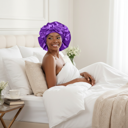 high-quality Mulberry Silk Sleeping Bonnet for Women Large Sleep Cap with Wide Elastic Tie Band for Curly Dreadlock Braid Hair C - gallery 2