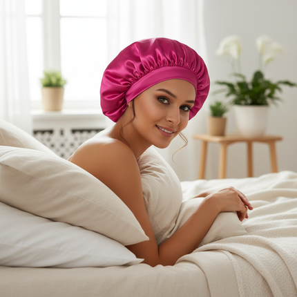New Satin Wide Brim Nightcap Silky Bonnet Hair Wrap For Sleeping Sleep Cap With Elastic Soft Band Styling Cap Wash Face Nightcap - gallery 2