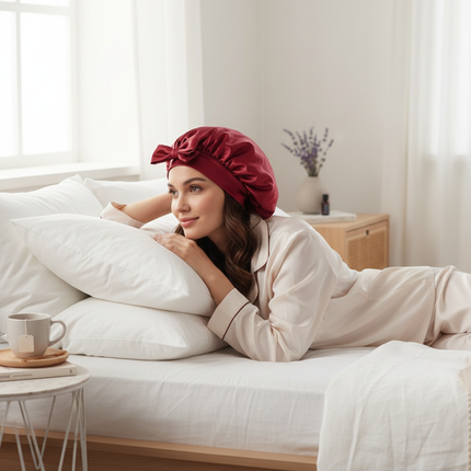 Satin Bonnet Silk Bonnet Adjustable Bonne For Sleeping Hair Bonnet With Tie Band Bonnets For Women Men - gallery 2