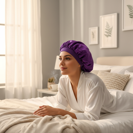 Unisex Imitation Silk Sleeping Hat Black Wine Navy Elastic Narrow Head Satin Bonnet Night Sleeping Shower Cap Hair Styling Tool - gallery 2