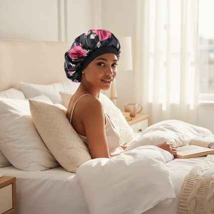 New Satin Hair Caps for Sleeping Women Bath Wide-brimmed Headwear Cover Hat Curly Hair Styling Accessories Hair Cap for Sleeping - gallery 2
