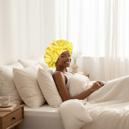 Sleeping Silk Bonnet With Tie Band Women Satin Bonnet Double Layer Satin Lined Hair Bonnet Curly Hair Sleeping Caps Night Cap - gallery 2