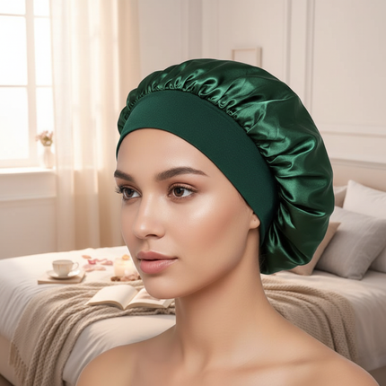 New Satin Wide Brim Nightcap Silky Bonnet Hair Wrap for Sleeping Sleep Cap With Elastic Soft Band Styling Cap Hair Wrapping Tool - gallery 2