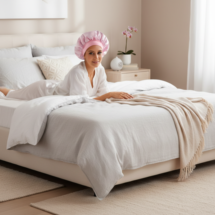 New Satin Wide Brim Nightcap Silky Bonnet Hair Wrap For Sleeping Sleep Cap With Elastic Soft Band Styling Cap Wash Face Nightcap - gallery 2