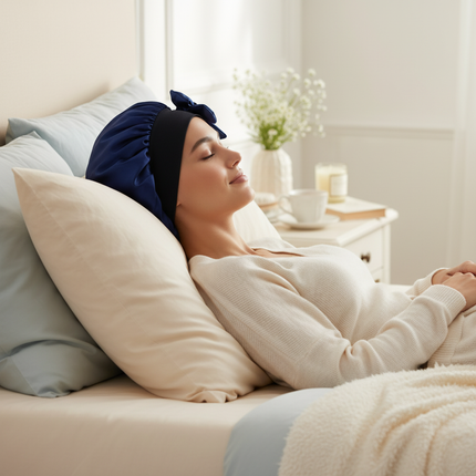 Women Satin Bonnet Solid Sleeping Hat Stretchy Tie Band Elastic Night Shower Cap Adjustable Hair Head Cover Bonnet for Women - gallery 2