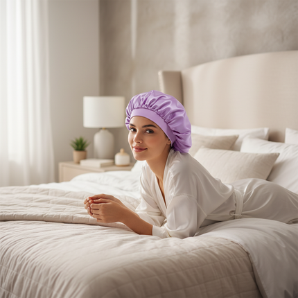 Unisex Imitation Silk Sleeping Hat Black Wine Navy Elastic Narrow Head Satin Bonnet Night Sleeping Shower Cap Hair Styling Tool - gallery 2