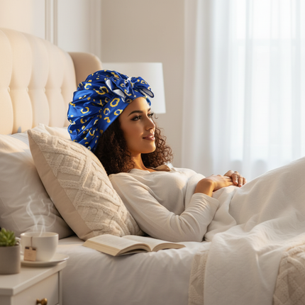 New Large Satin Bonnet Silk Night Sleeping Cap with Head Tie Band Bonnet Edge Wrap for Women Curly Braid Hair - gallery 2