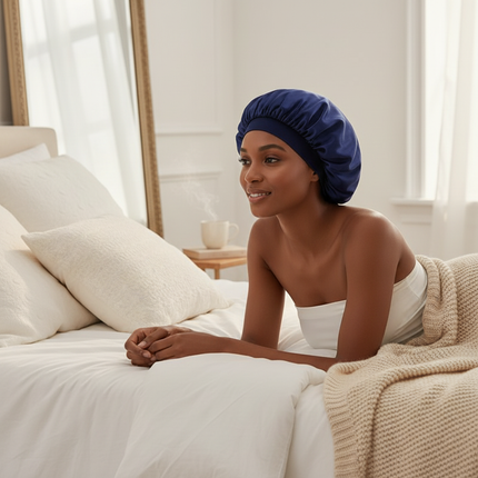 New Women Oversized Silky Hair Soft Elegant Bonnet Solid Color Satin Bonnet Sleeping Night Cap Elastic Shower Bath Hats - gallery 2