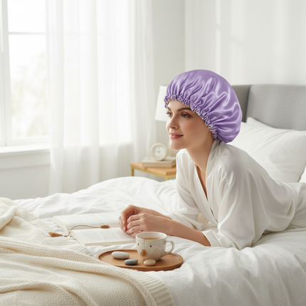 New Women Solid Reversible Satin Bonnet for Curly Hair Cap Double Layer Adjustable Sleep Cap Elastic Hair Cap Haircare Night Hat - gallery 2
