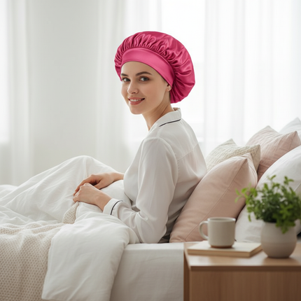Newly Satin Night Hair Cap Women's Solid Sleeping Hat Sleep Care Bonnet Nightcap For Women Unisex Cap - gallery 2