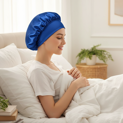 Newly Satin Night Hair Cap Women's Solid Sleeping Hat Sleep Care Bonnet Nightcap For Women Unisex Cap - gallery 2