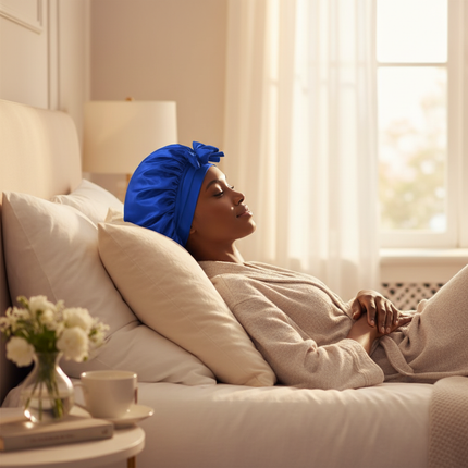 Satin Bonnet Silk Bonnet Adjustable Bonne For Sleeping Hair Bonnet With Tie Band Bonnets For Women Men - gallery 2