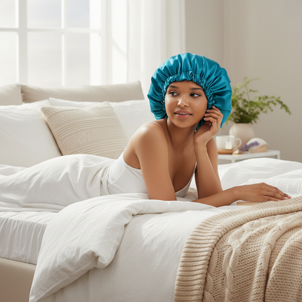 Satin Hat for Sleeping with Invisible Adjustable Buckle Double Layer Ding Soft Comfortable Hair Care Shower Bonnet De Douche - gallery 2