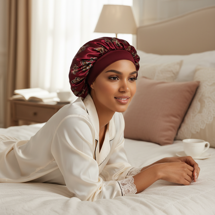 Butterfly Print Satin Sleeping Cap Wide Brim Nightcap Hair Care Turban Chemo Hat for Washing Face Skin-caring Make-up - gallery 2