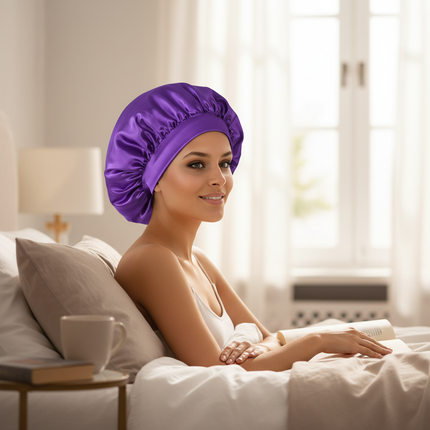 New Satin Wide Brim Nightcap Silky Bonnet Hair Wrap For Sleeping Sleep Cap With Elastic Soft Band Styling Cap Wash Face Nightcap - gallery 2
