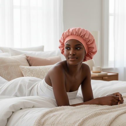 1pc Women's Solid Color Satin Wide-Brimmed Shower Cap, Suitable For Daily Use Silk Bonnet Satin Bonnet - gallery 2