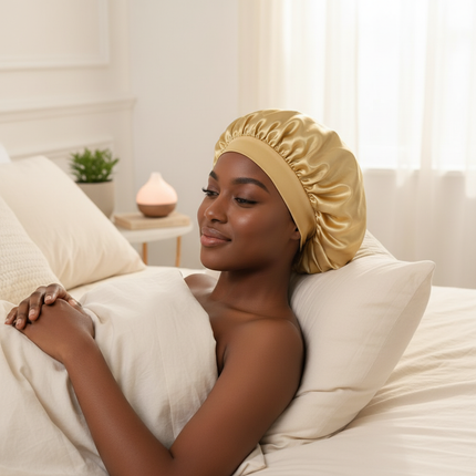 1pc Women's Solid Color Satin Wide-Brimmed Shower Cap, Suitable For Daily Use Silk Bonnet Satin Bonnet - gallery 2