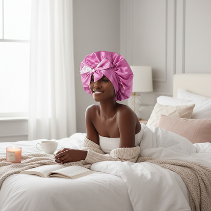 Double Layer Satin BonnetLarge Satin Bonnet Bonnet Hair Bonnet for Sleeping, Reusable Adjusting Hair Care Wrap Cap Sleep Caps Fo - gallery 2