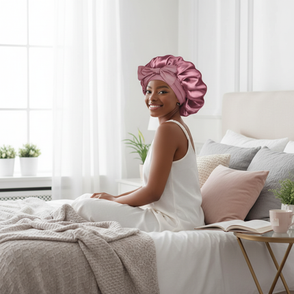 high-quality Mulberry Silk Sleeping Bonnet for Women Large Sleep Cap with Wide Elastic Tie Band for Curly Dreadlock Braid Hair C - gallery 2