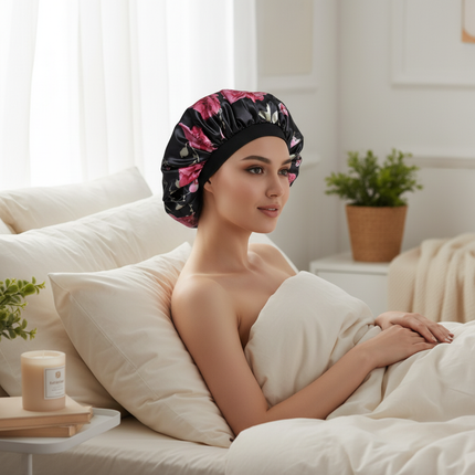 New Women's Extra Large Hair Cap For Sleeping African Printed Satin Cap Elastic Night Turban Artificial Silk Chemo Bonnet - gallery 2