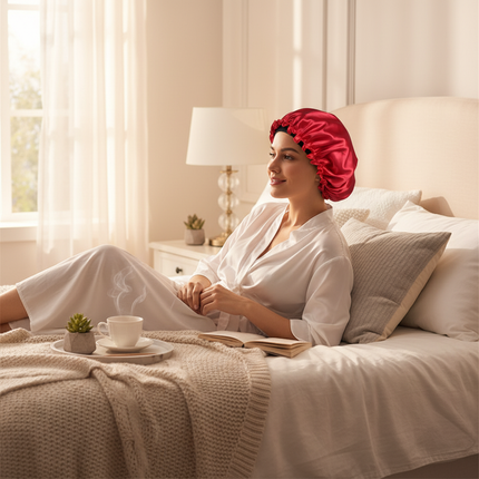 1X Hair Satin Bonnet For Sleeping Shower Cap Silk Bonnet Bonnet Femme Head Cover Flower Elastic Band Women Night Sleep Cap - gallery 2