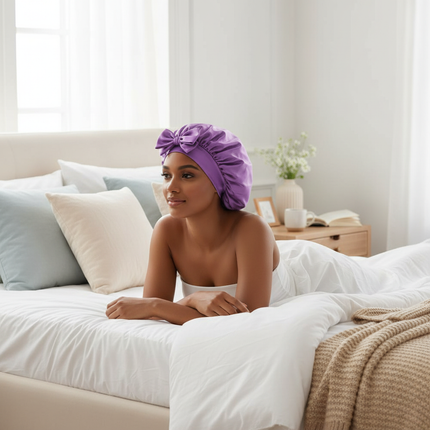 Satin Bonnet Silk Bonnet Adjustable Bonne For Sleeping Hair Bonnet With Tie Band Bonnets For Women Men - gallery 2