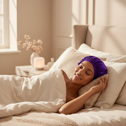 Silky Long Bonnet For Sleeping Solid Color Night Cap For Women Hair Care Tools For Sleeping In Overnight - gallery 2