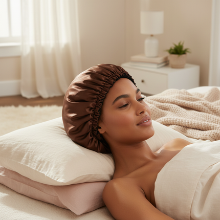 Adjustable Women Satin Sleeping Hat Ladies Fashion Elastic Hair Cap Breathable Nightcap Hair Bonnet Hat Bathroom Shower Cap - gallery 2