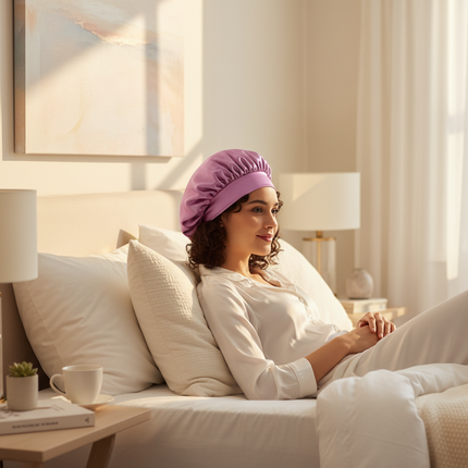 Newly Satin Night Hair Cap Women's Solid Sleeping Hat Sleep Care Bonnet Nightcap For Women Unisex Cap - gallery 2