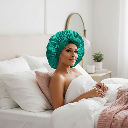 Women Satin Bonnet Solid Sleeping Hat Stretchy Tie Band Elastic Night Shower Cap Adjustable Hair Head Cover Bonnet for Women - gallery 2