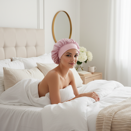 Women Satin Bonnet Hair Bonnet for Sleeping Hair Care Silk Bonnets Solid Wide-brimmed Sleeping Hat with Elastic Soft Band - gallery 2
