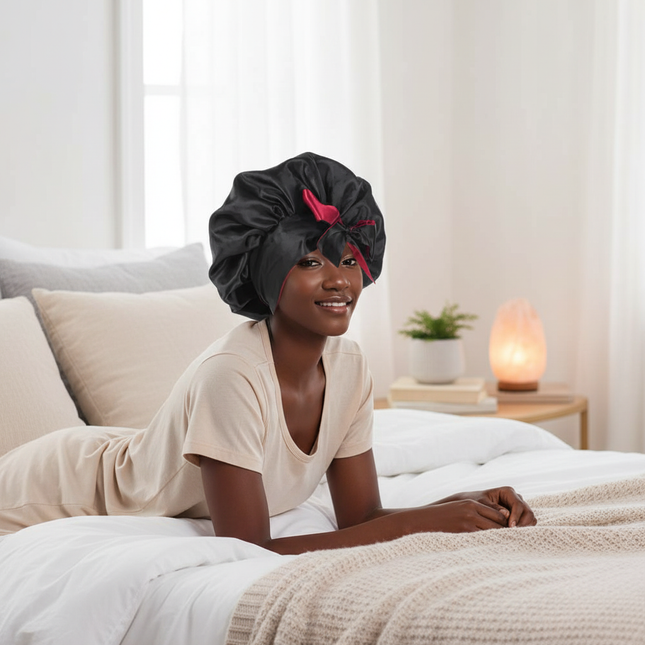 Double Layer Satin BonnetLarge Satin Bonnet Bonnet Hair Bonnet for Sleeping, Reusable Adjusting Hair Care Wrap Cap Sleep Caps Fo - gallery 2