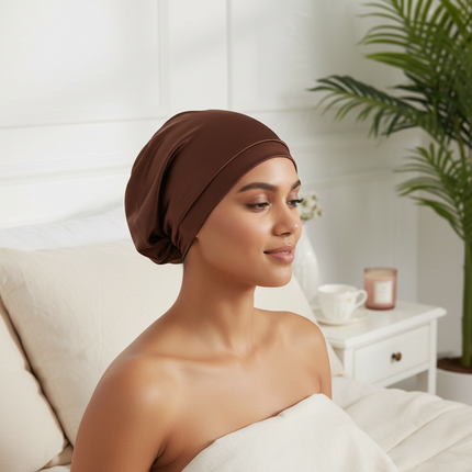 Silky Satin Lined Bonnet Sleep Cap Adjustable Stay On All Night Hair Wrap Cover Slouchy Beanie Curly Protection Silk Hair Bonnet - gallery 2
