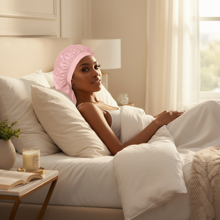 Silky Long Bonnet For Sleeping Solid Color Night Cap For Women Hair Care Tools For Sleeping In Overnight - gallery 2
