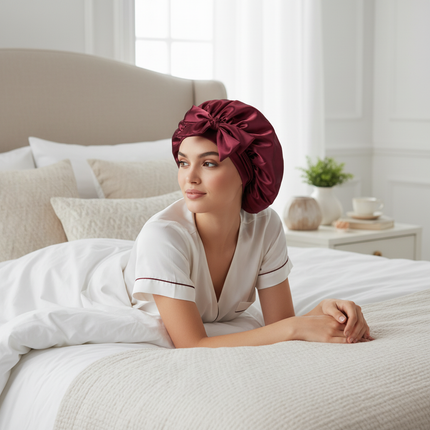 Satin Bonnet Silk Bonnet Adjustable Bonne For Sleeping Hair Bonnet With Tie Band Bonnets For Women Men - gallery 2