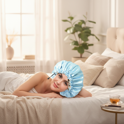 New Women Solid Reversible Satin Bonnet for Curly Hair Cap Double Layer Adjustable Sleep Cap Elastic Hair Cap Haircare Night Hat - gallery 2