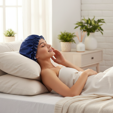 Lady Silk Night Sleep Hats Double Layer Head Cover Fashion Shower Cap Adjustable Silk Satin Bonnet For Women - gallery 2